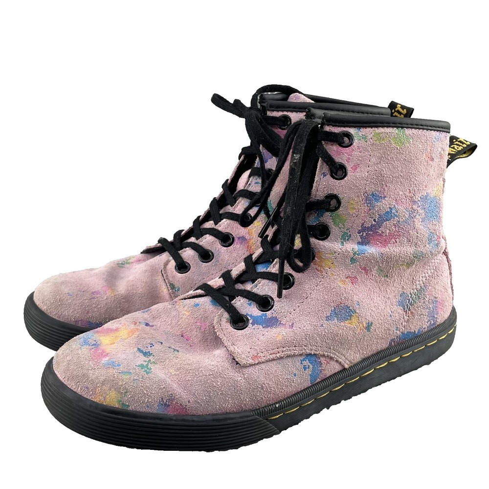 Dr Marten Sheridan Suede Boot Women 7 Pink Paint Pastel Grunge Punk Cottage Core
